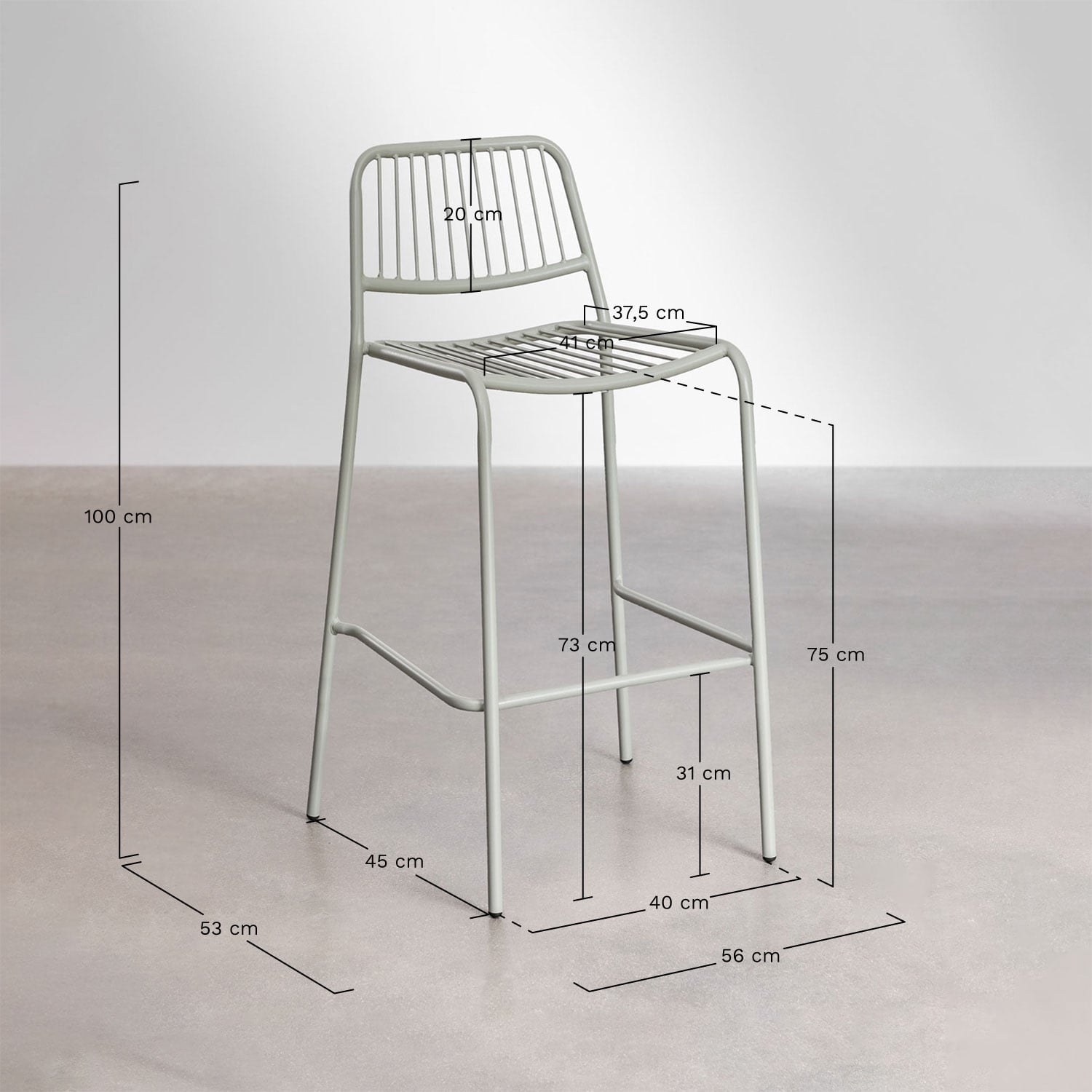 Baro kėdutė ELTERA, juoda, 65 cm