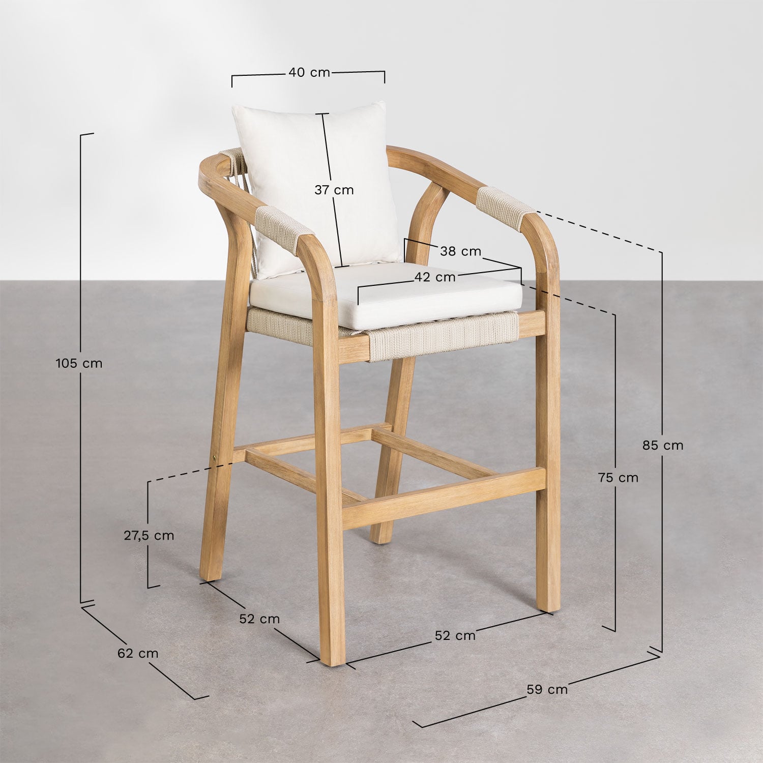 DEXTER High Bar Stool, 75 cm, white