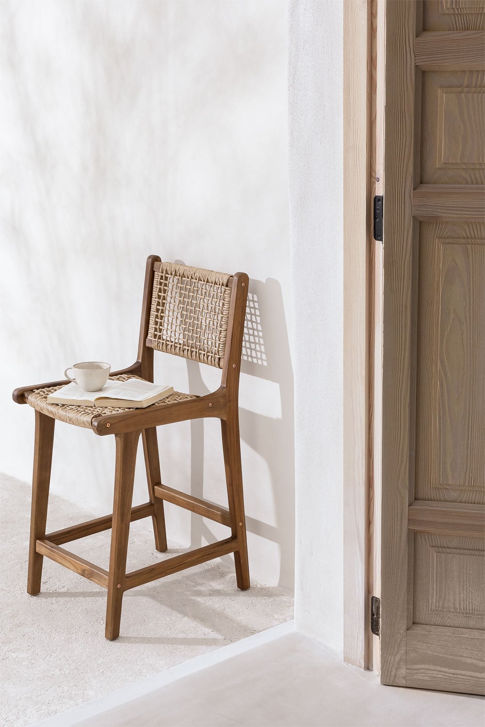 High outdoor chair TIKO, wood, 65 cm