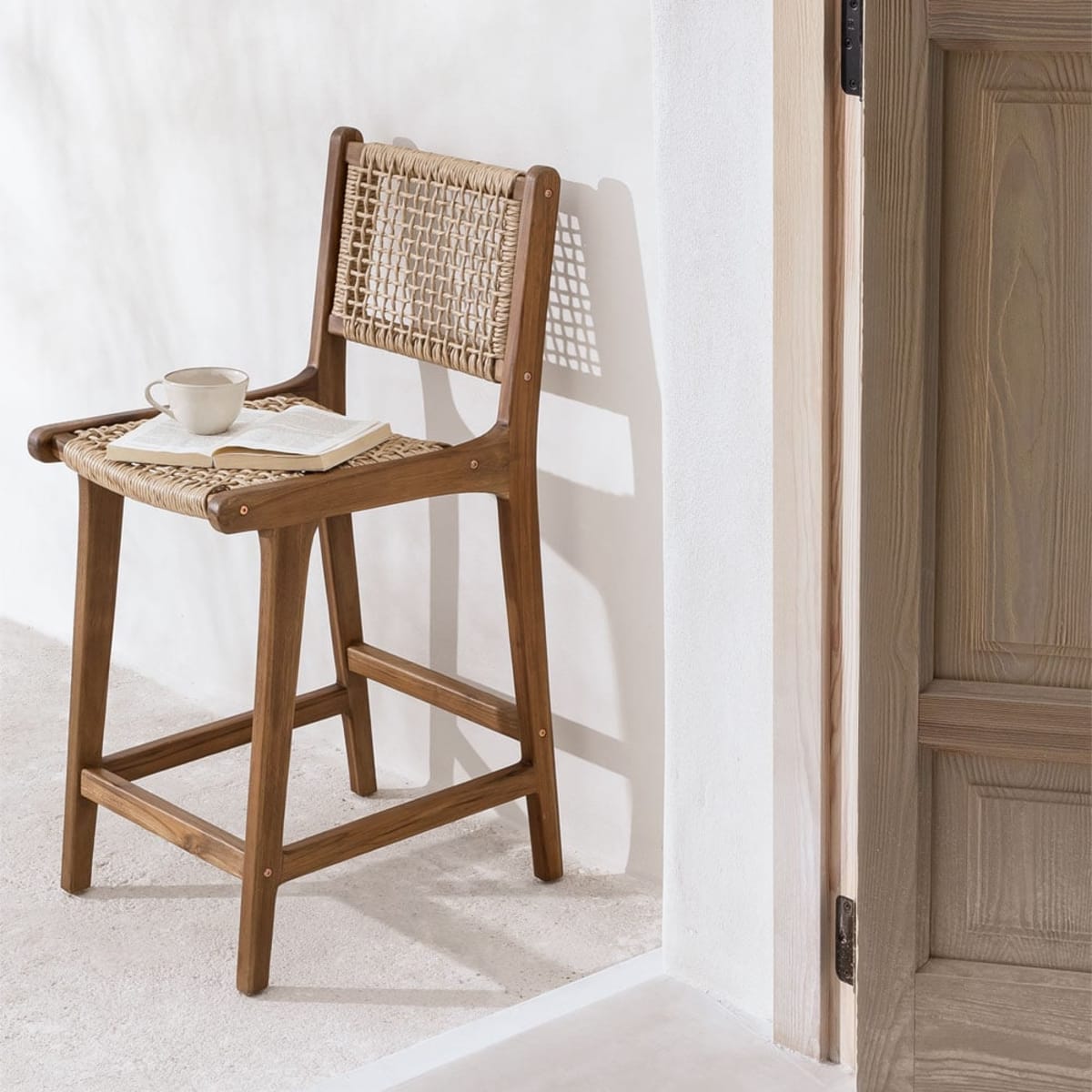 High outdoor chair TIKO, wood, 65 cm