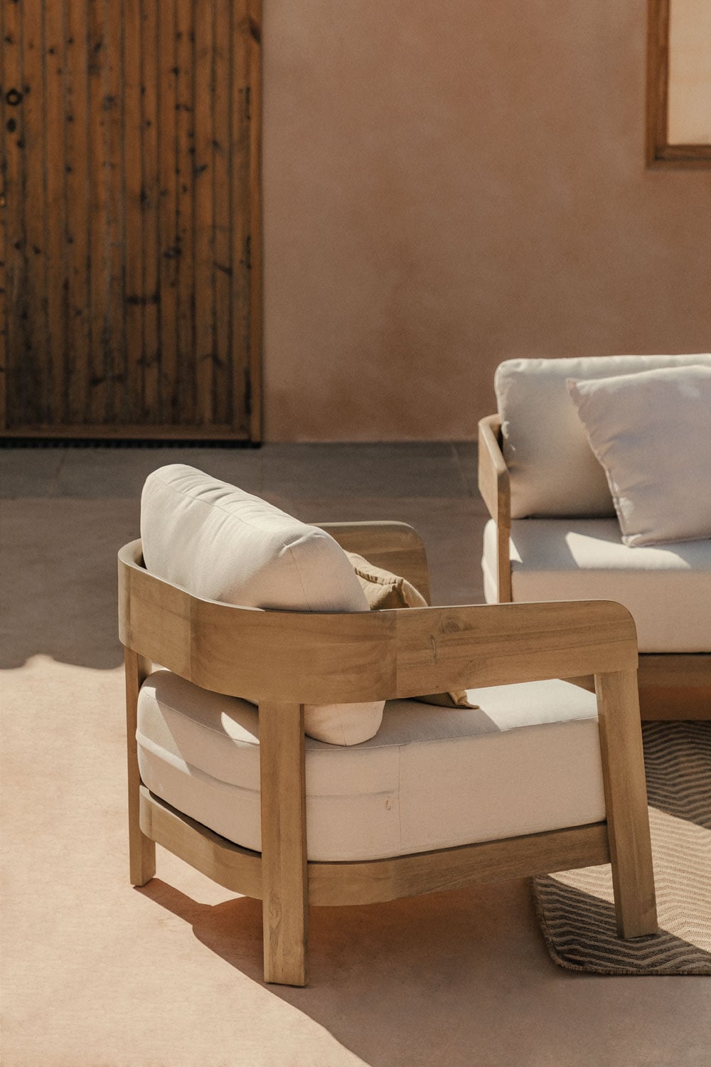 ULENO outdoor armchair, light acacia