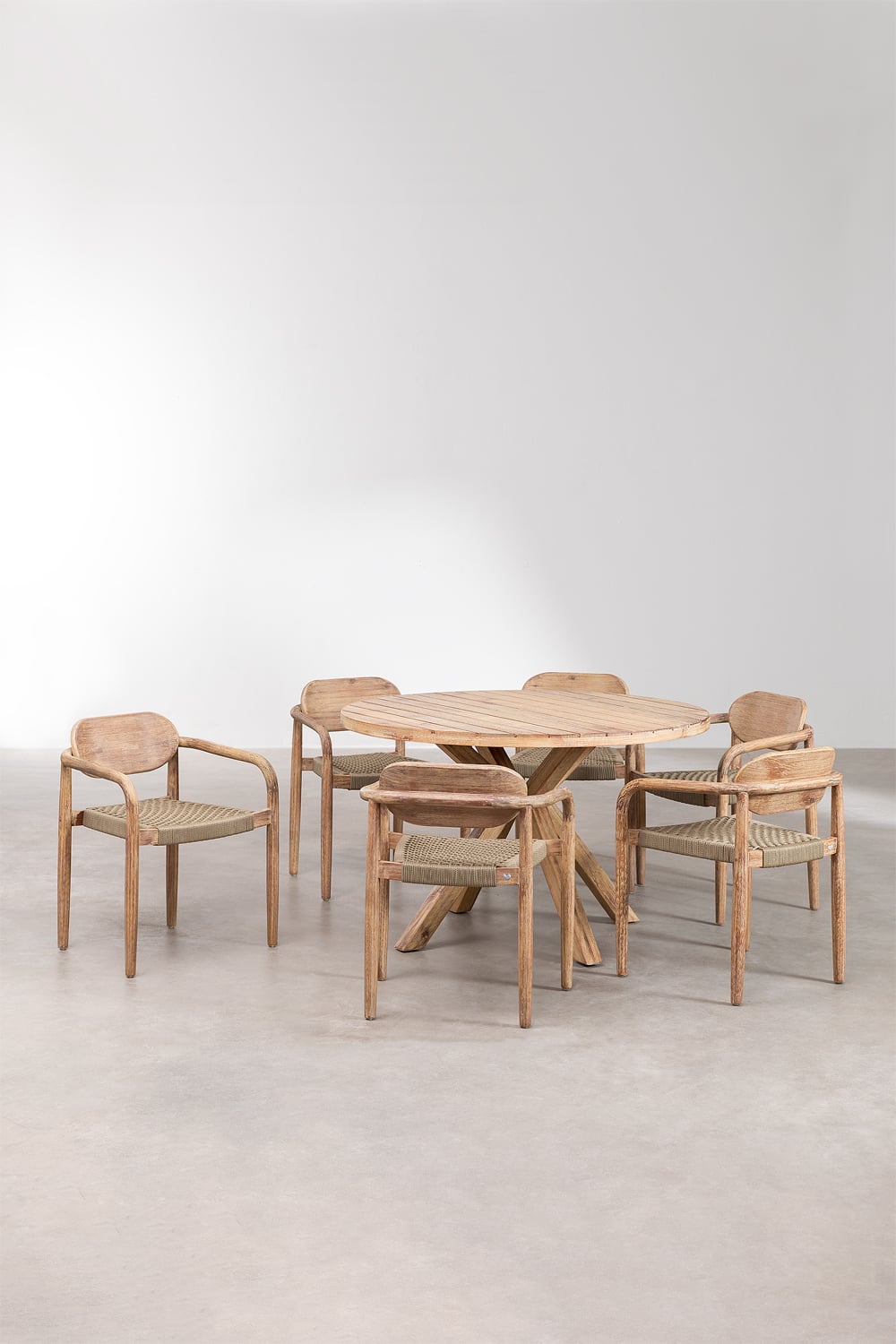 Outdoor dining set NAELE, 7 pieces, wheat brown