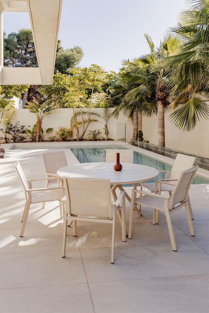 Outdoor set VALERIE, textilene fabric, 6 chairs, cream