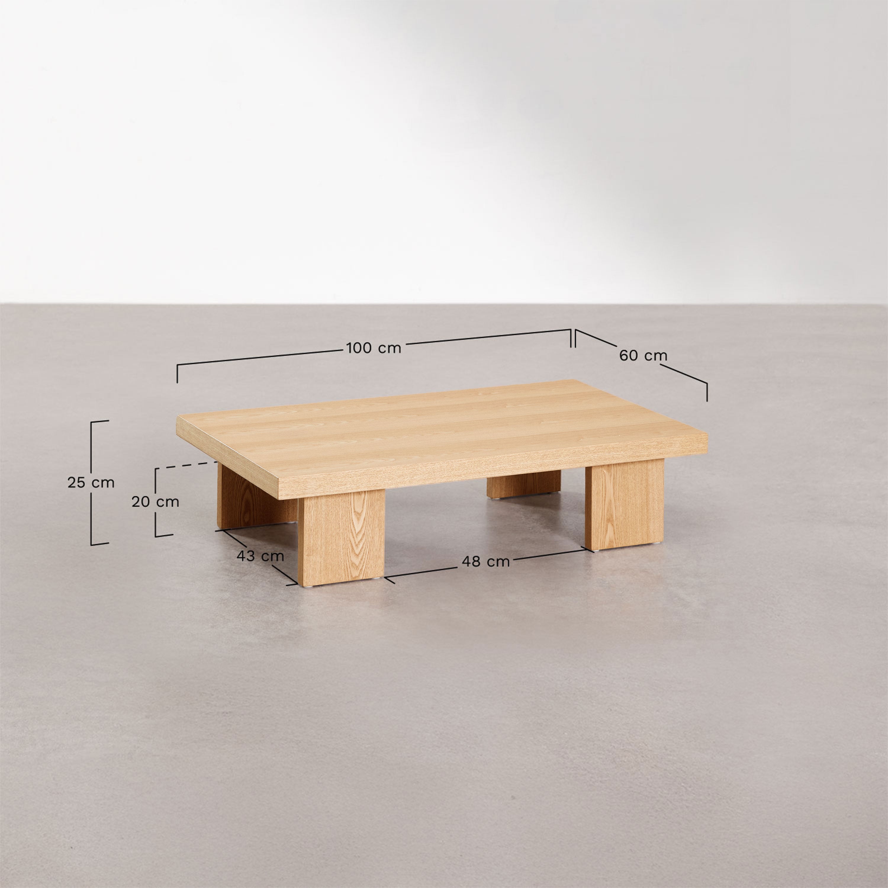 Rectangular coffee table BERNA, natural