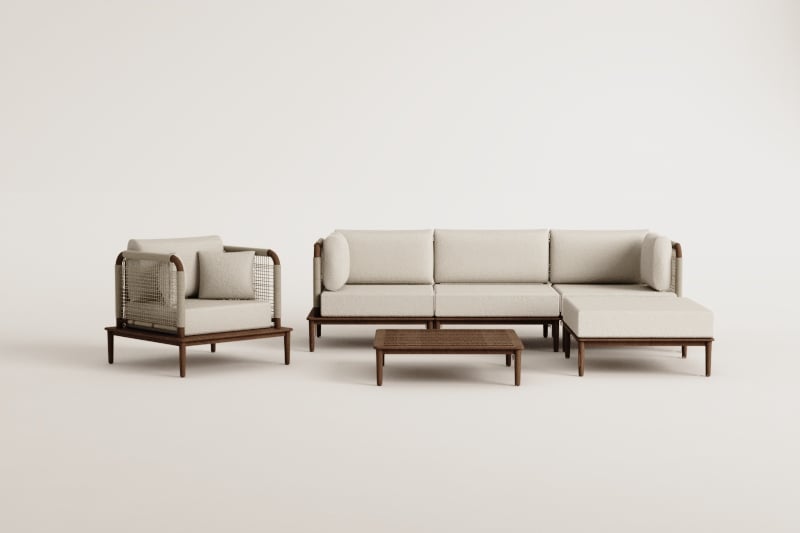 Komplektas MODENA, sofa, pufas ir fotelis
