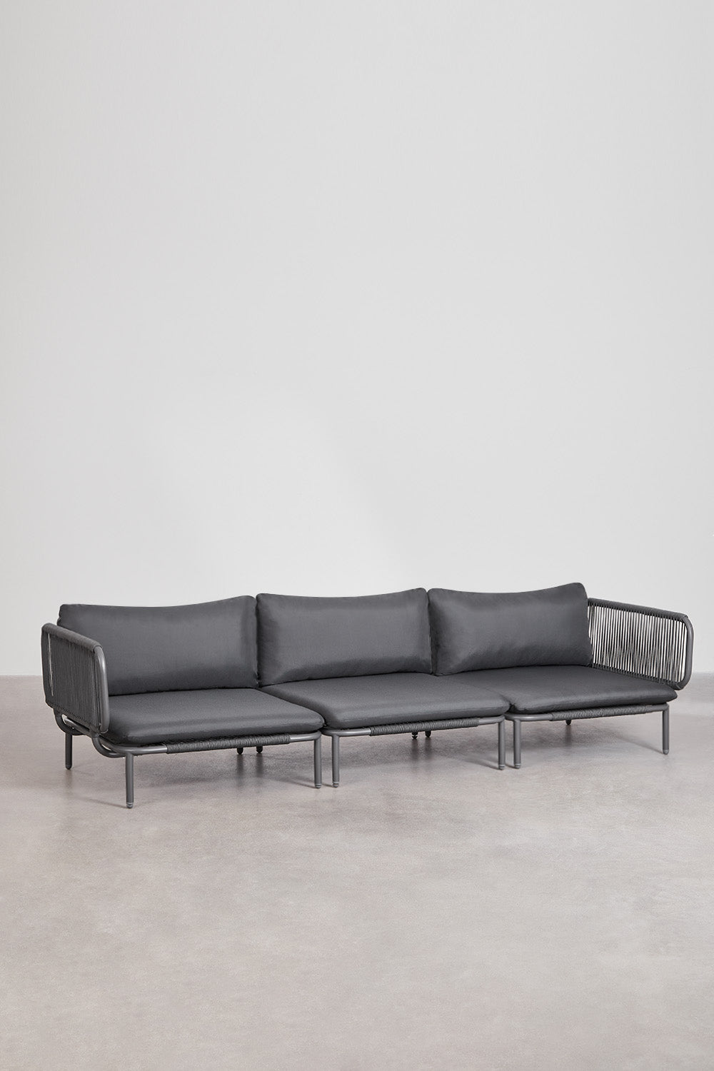 Lauko sofa GRAFITO, trijų dalių rinkinys, grafito pilka