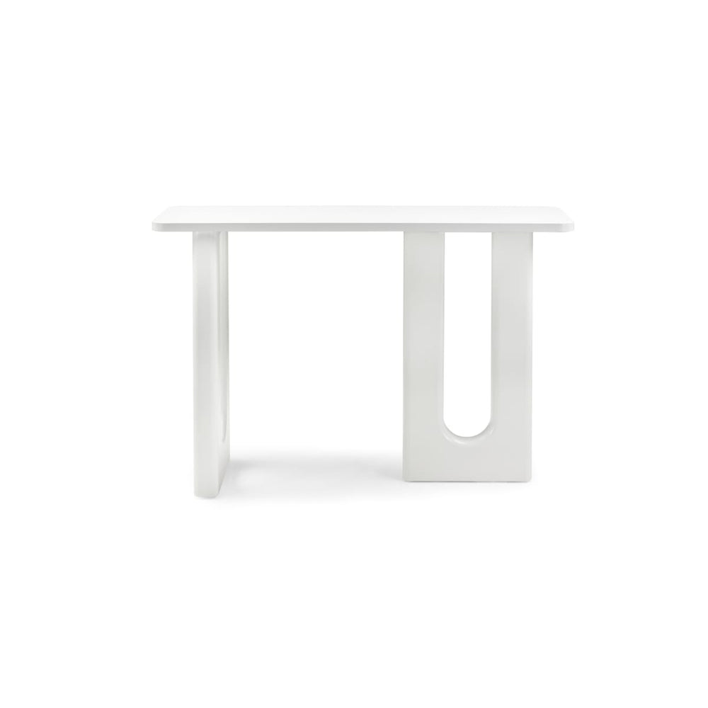 LAITON writing desk, white, arched legs, 120 cm