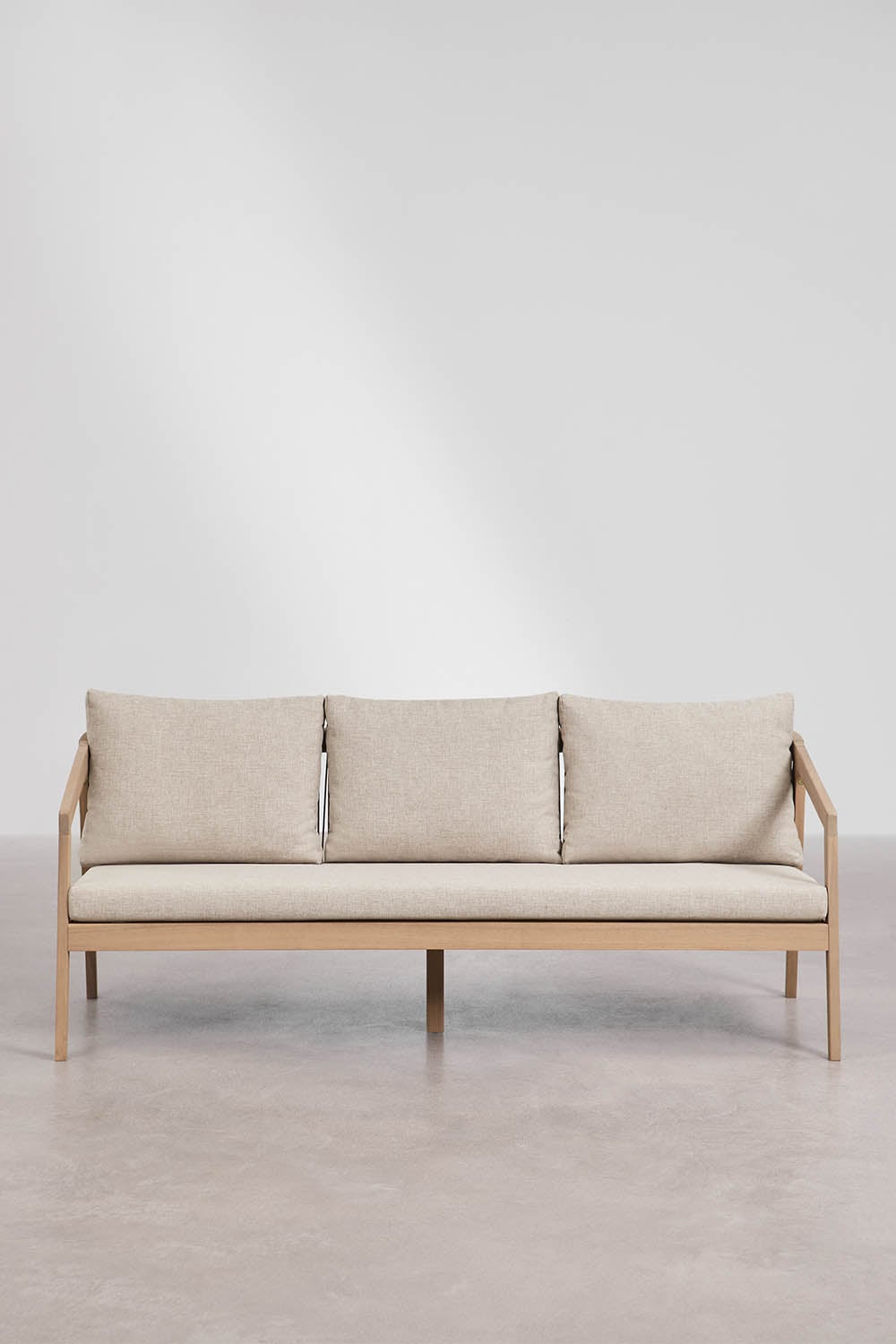 Sofa KAROLINA, 3 vietų, akacijos mediena + virvelė, šviesiai ruda (1)