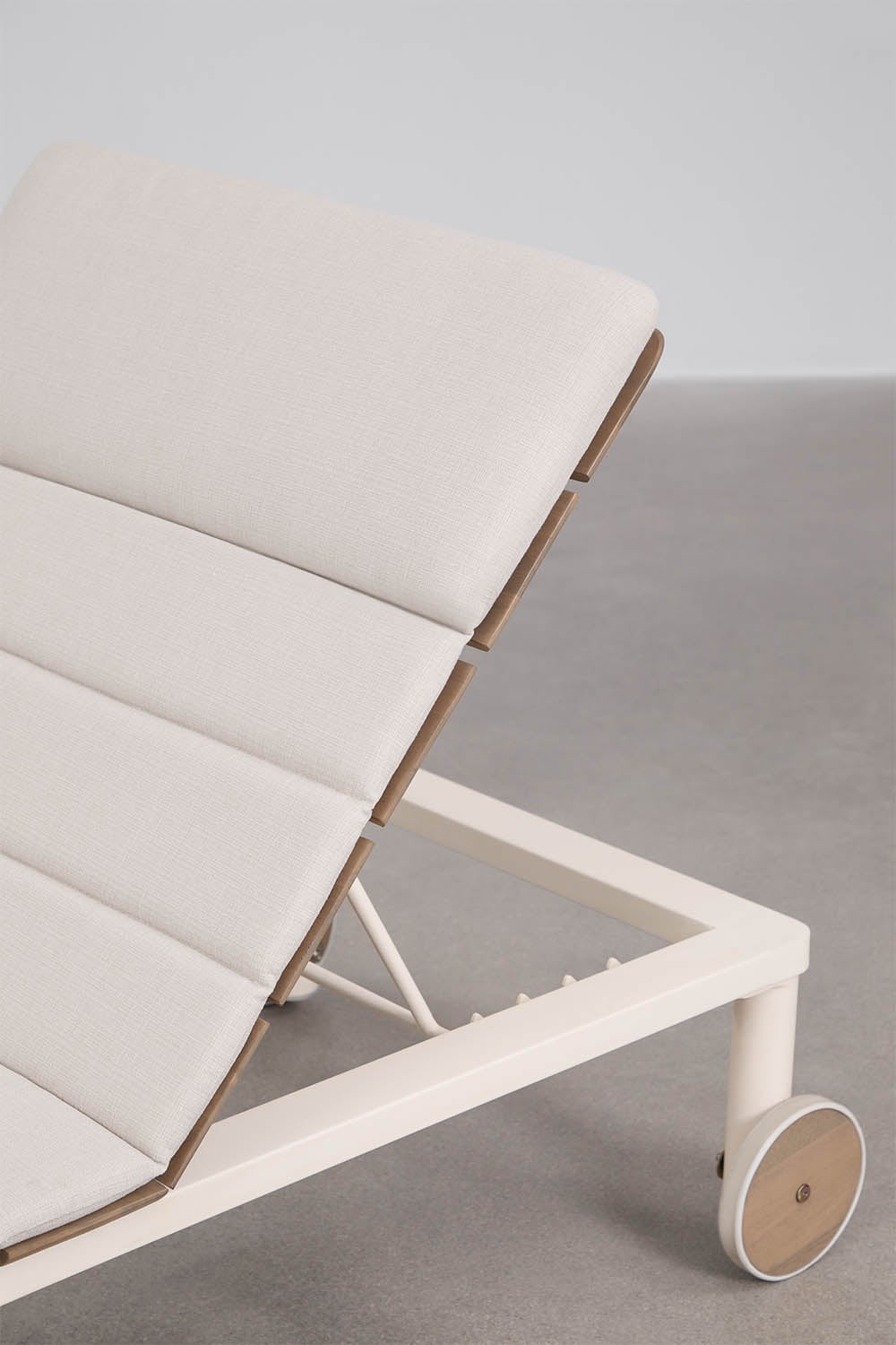 Outdoor lounger SIRKA, adjustable, with wheels, white