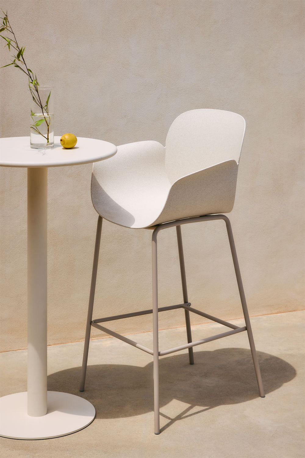 BOKA bar stool, white stone, 75 cm
