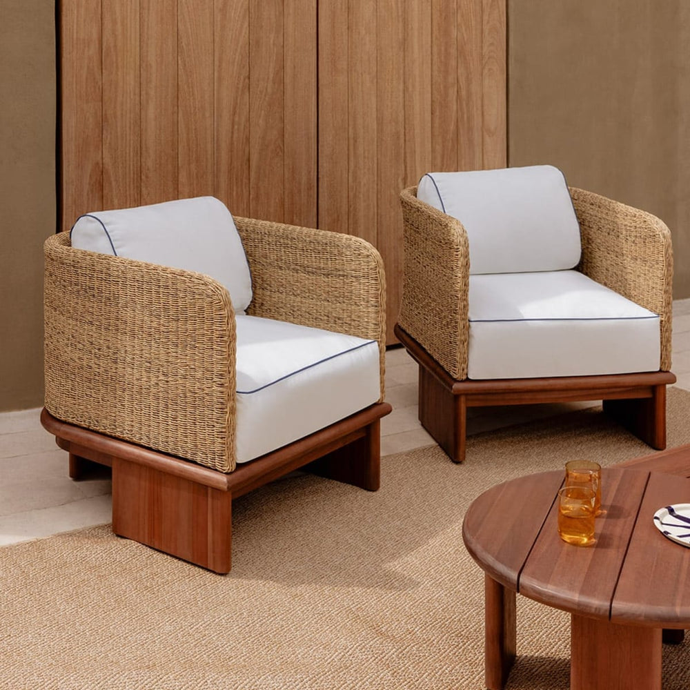 RATIKO armchair set, dark acacia brown