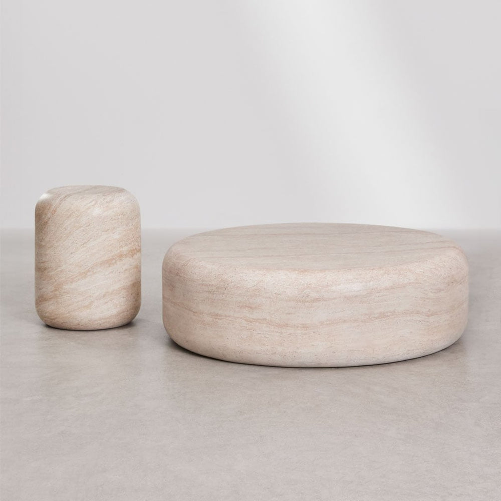 TRAVERTIN coffee table set, travertine, 2 pcs.