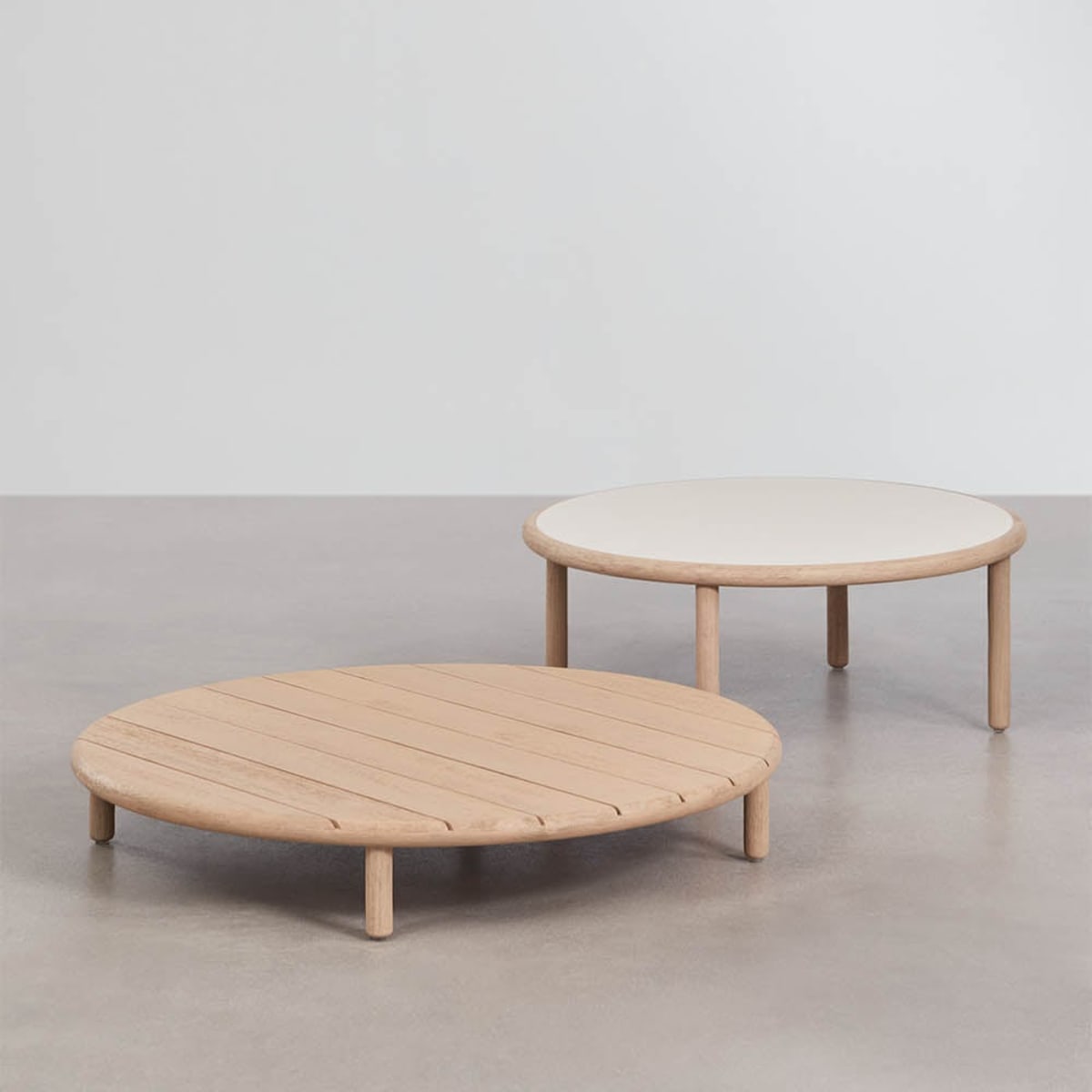 Coffee table set AKORAS, two pcs., brown+white
