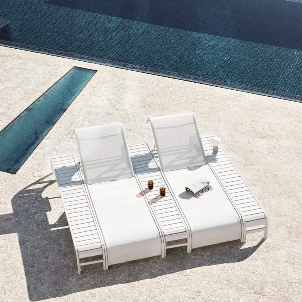 SOLENTO set, 2 sunbeds and 3 side tables, white