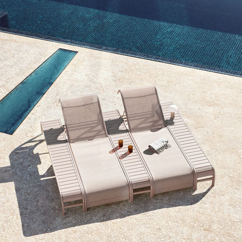 SOLENTO set, 2 sunbeds and 3 tables, mocha brown