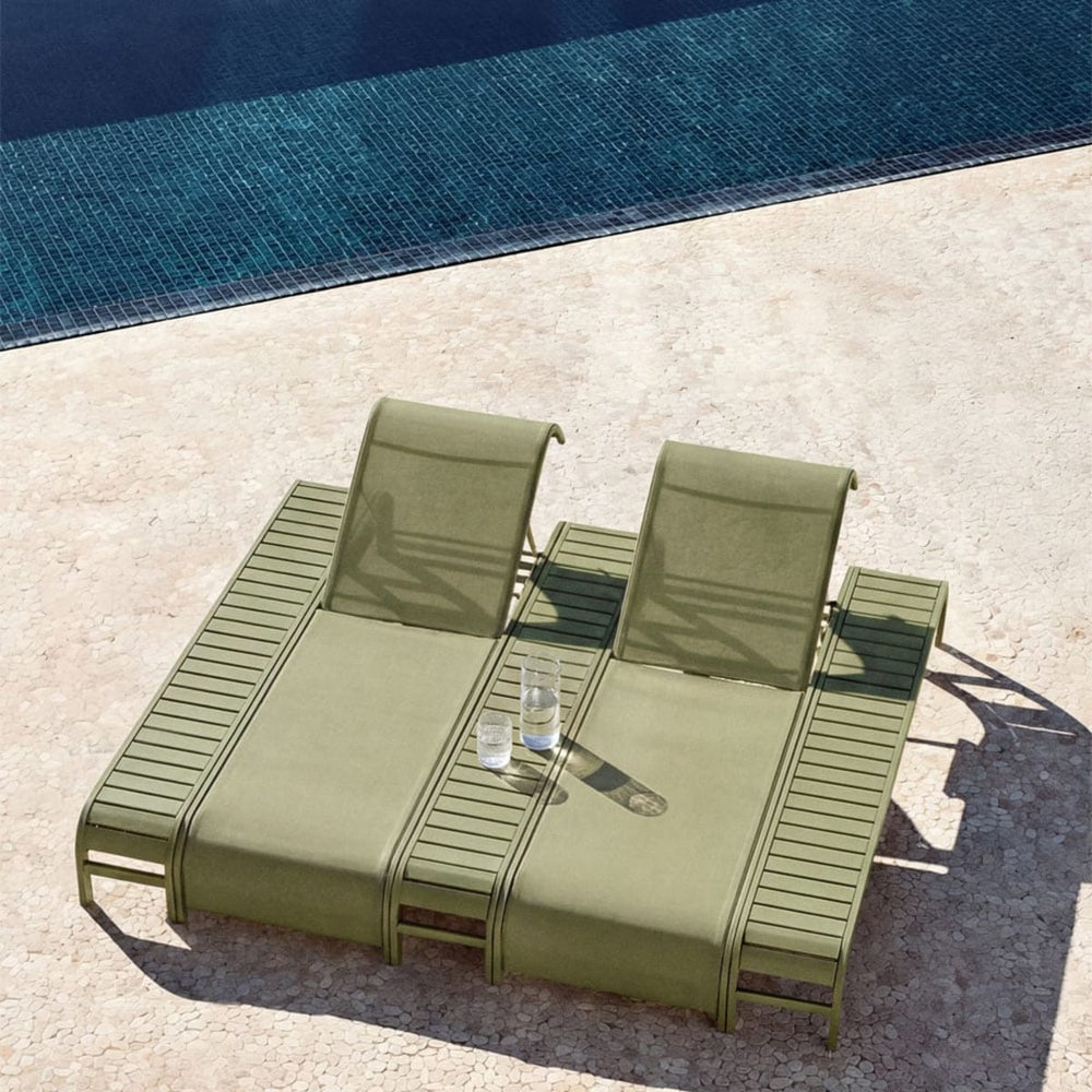 SOLENTO Set, 2 Sun Loungers and 3 Tables, Olive Green