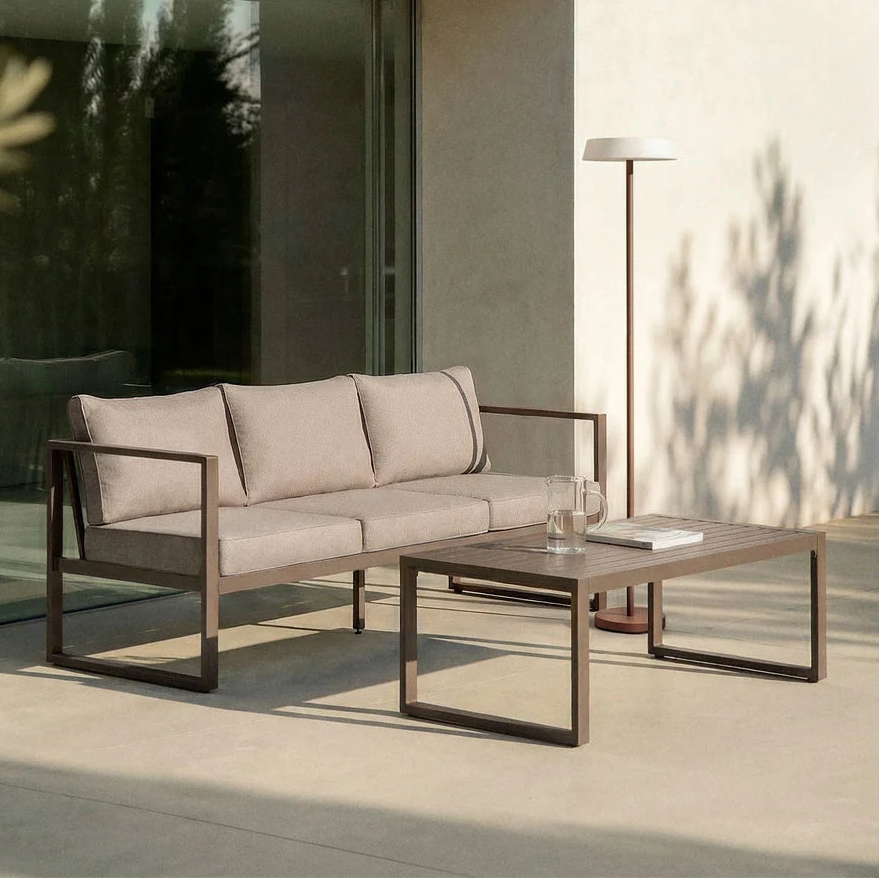 ALCANTO set, three-seater, chocolate