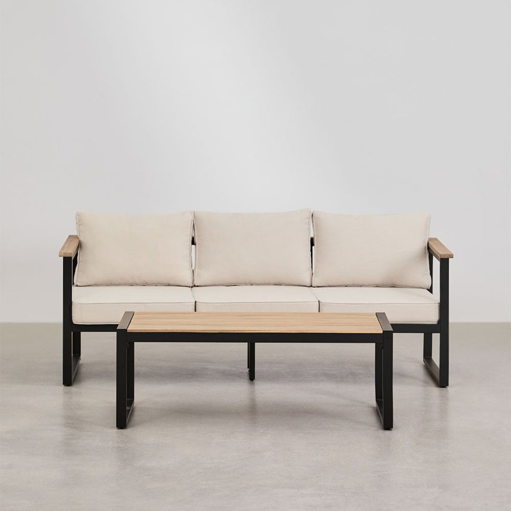 ALCANTO set, three-seater, black