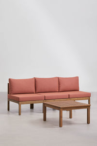 Komplektas BRANSENA, terakotos, sofa, fotelis, staliukas