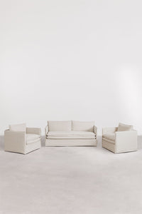Svetainės komplektas GREJSA, smėlio, sofa ir 2 foteliai