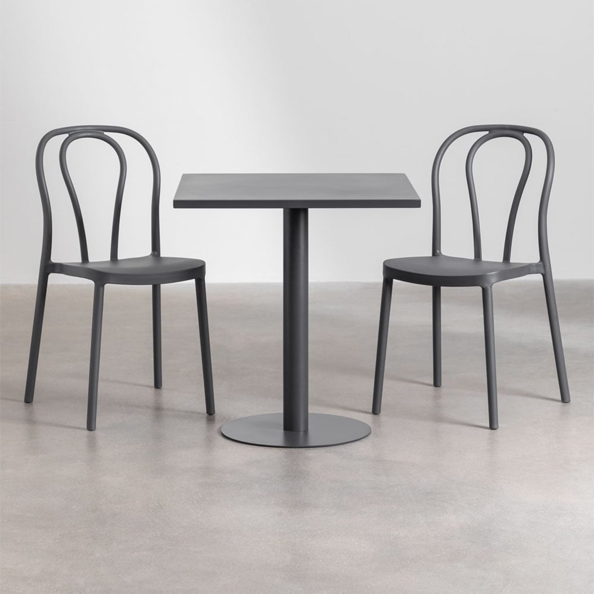 MINTO set, table and 2 chairs, graphite grey