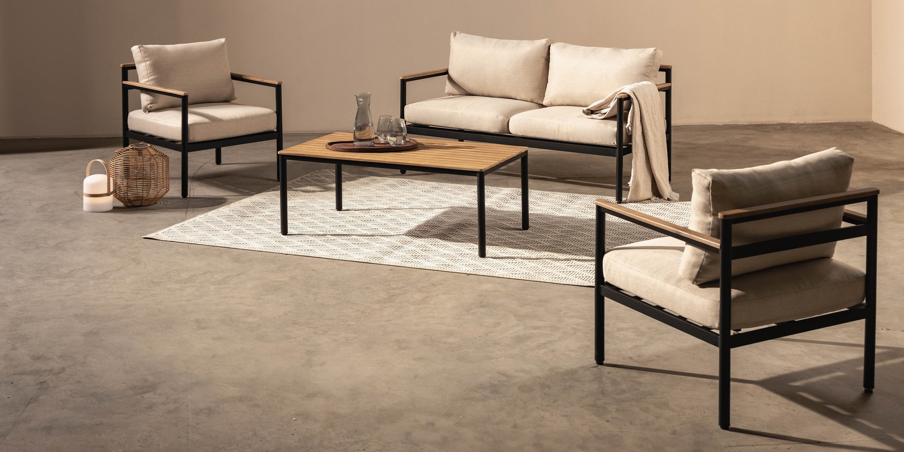 Garden furniture set RIVAGE, aluminium, sand