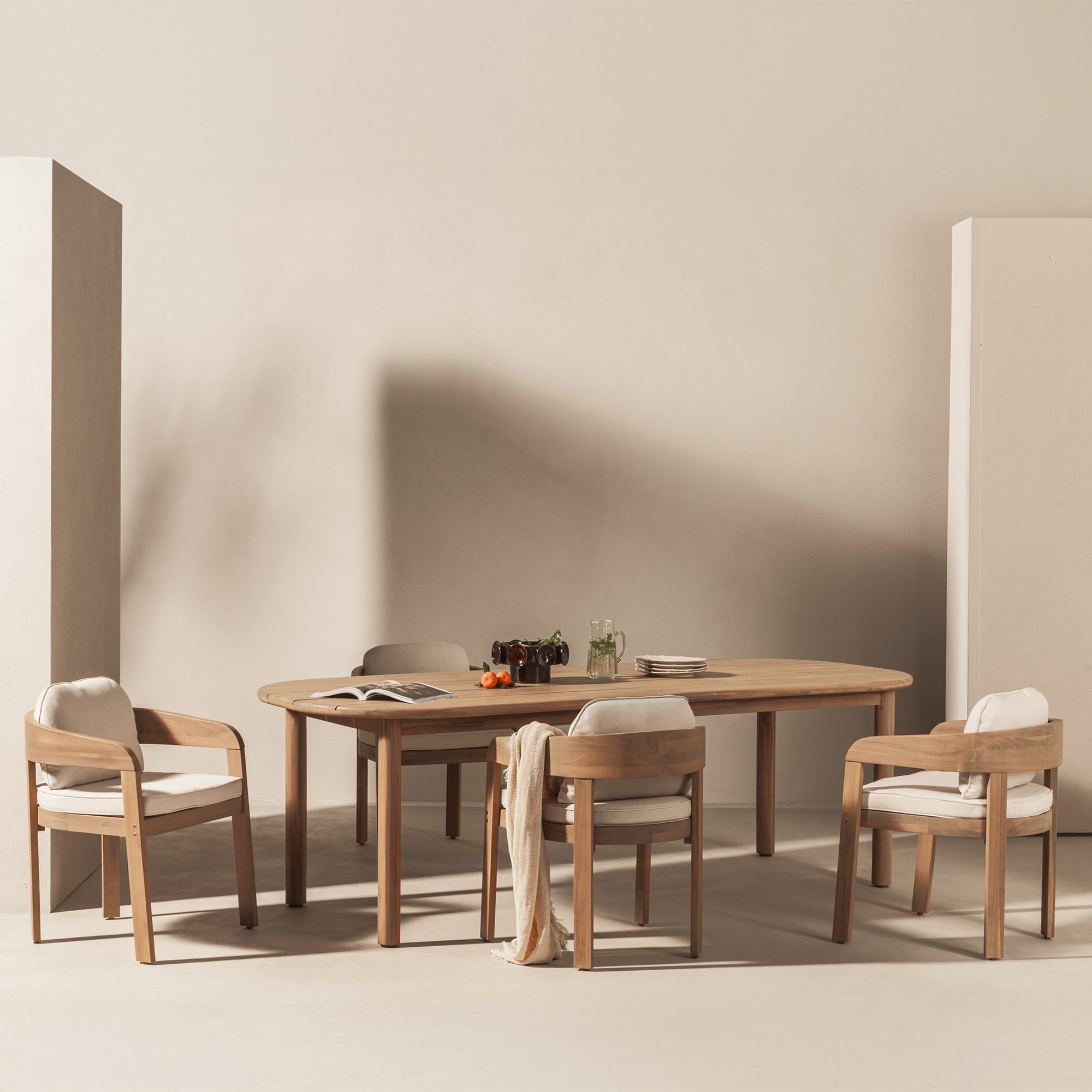Outdoor set VANITE II, 240 cm + 8 chairs, sand