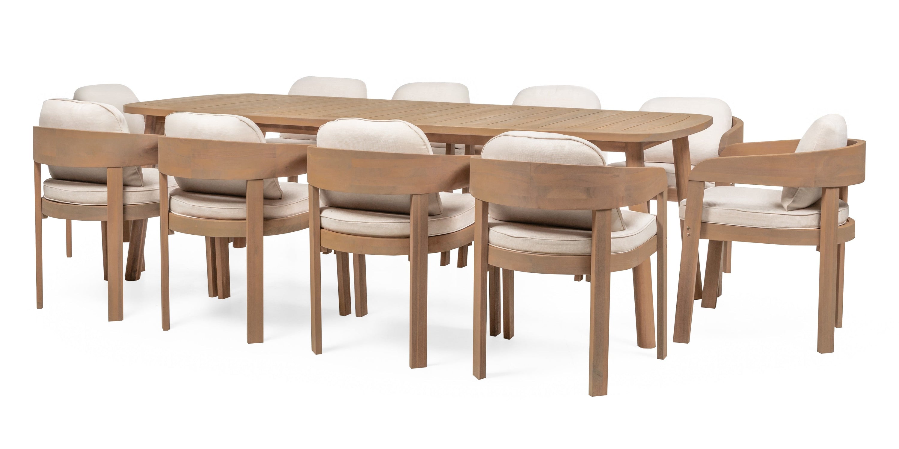 Lauko komplektas VANITE, 240 cm+10 kėdžių, smėlinis