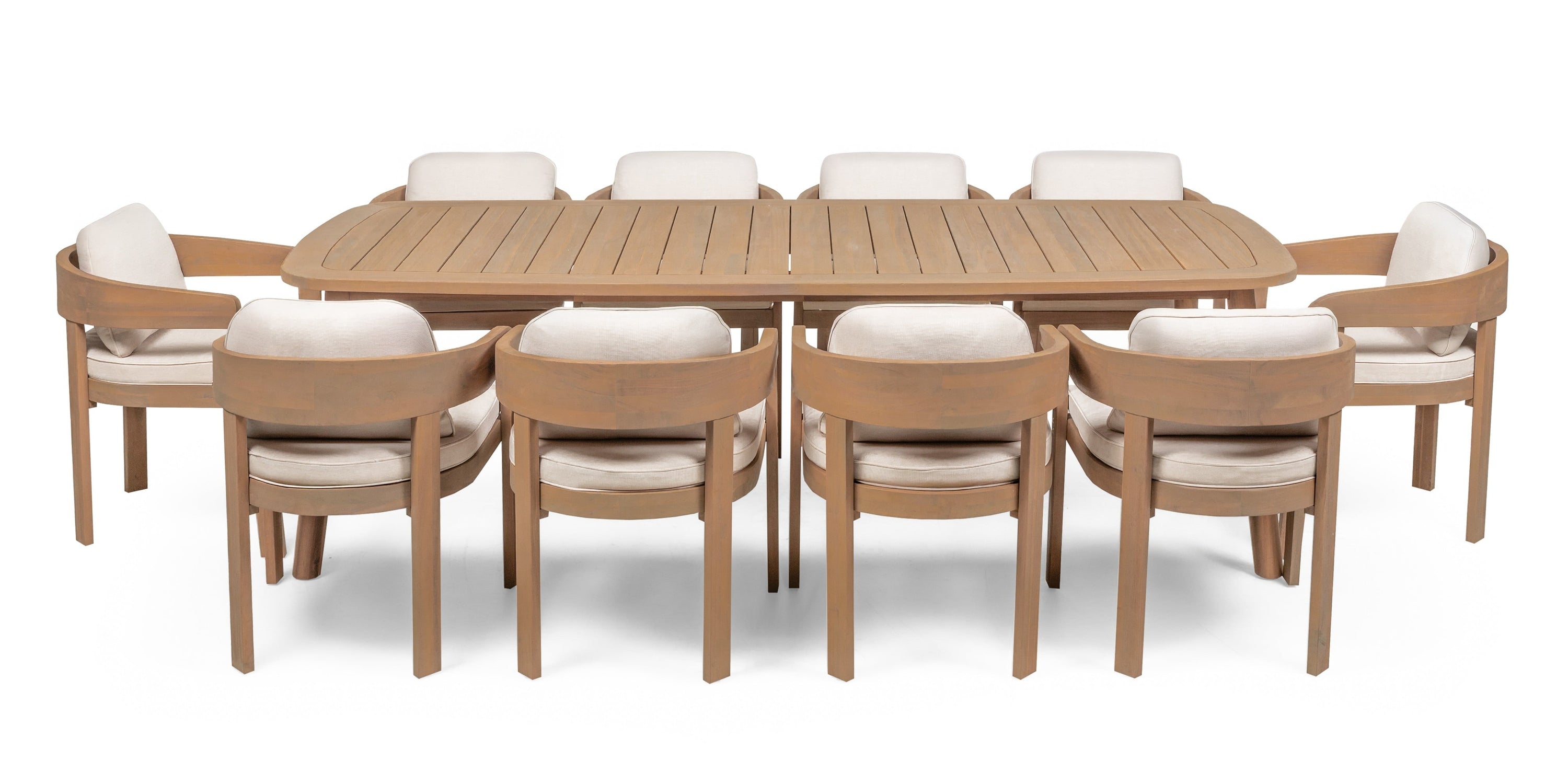 Lauko komplektas VANITE, 240 cm+10 kėdžių, smėlinis