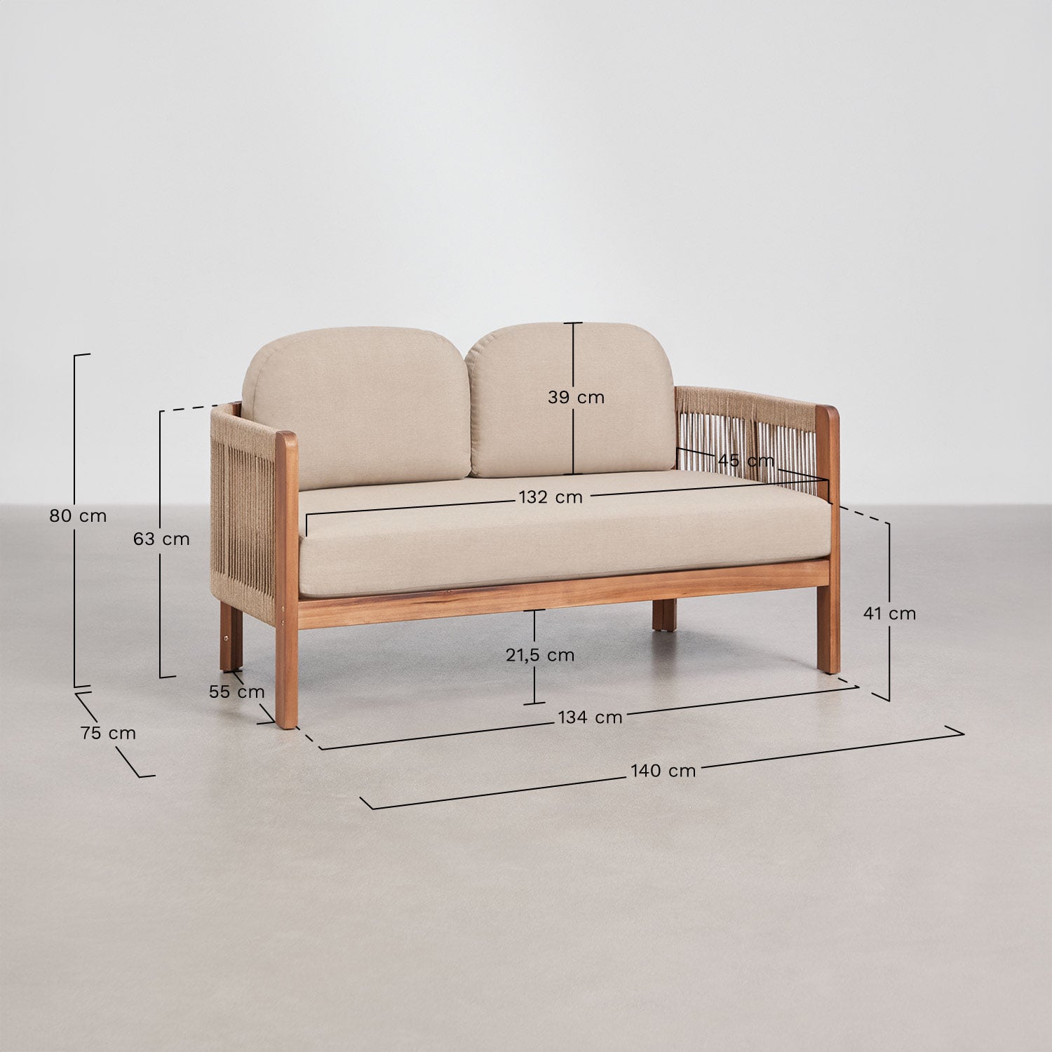 AKARO garden furniture set, two-seater sofa