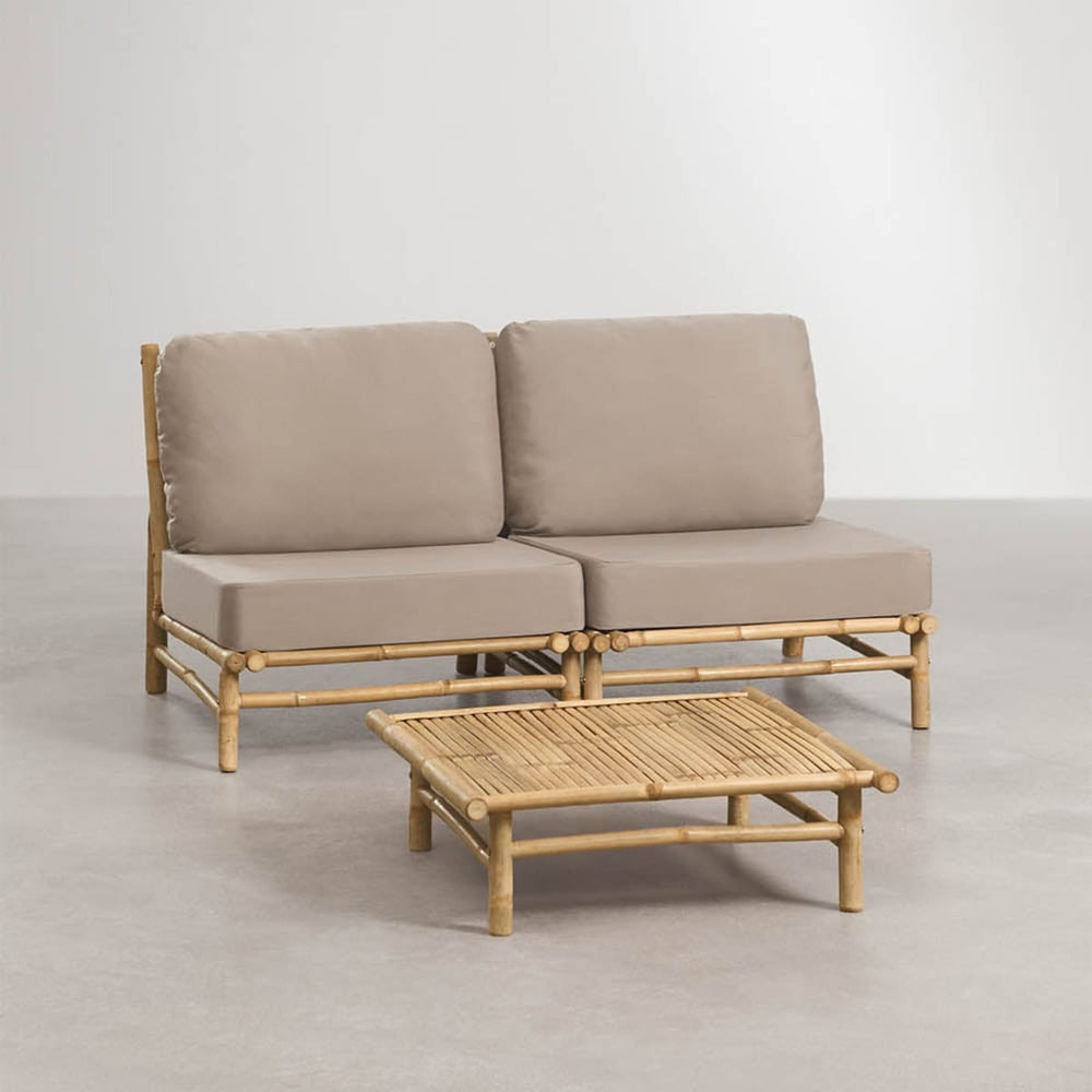BAMBOO set, sofa and coffee table, mocha brown