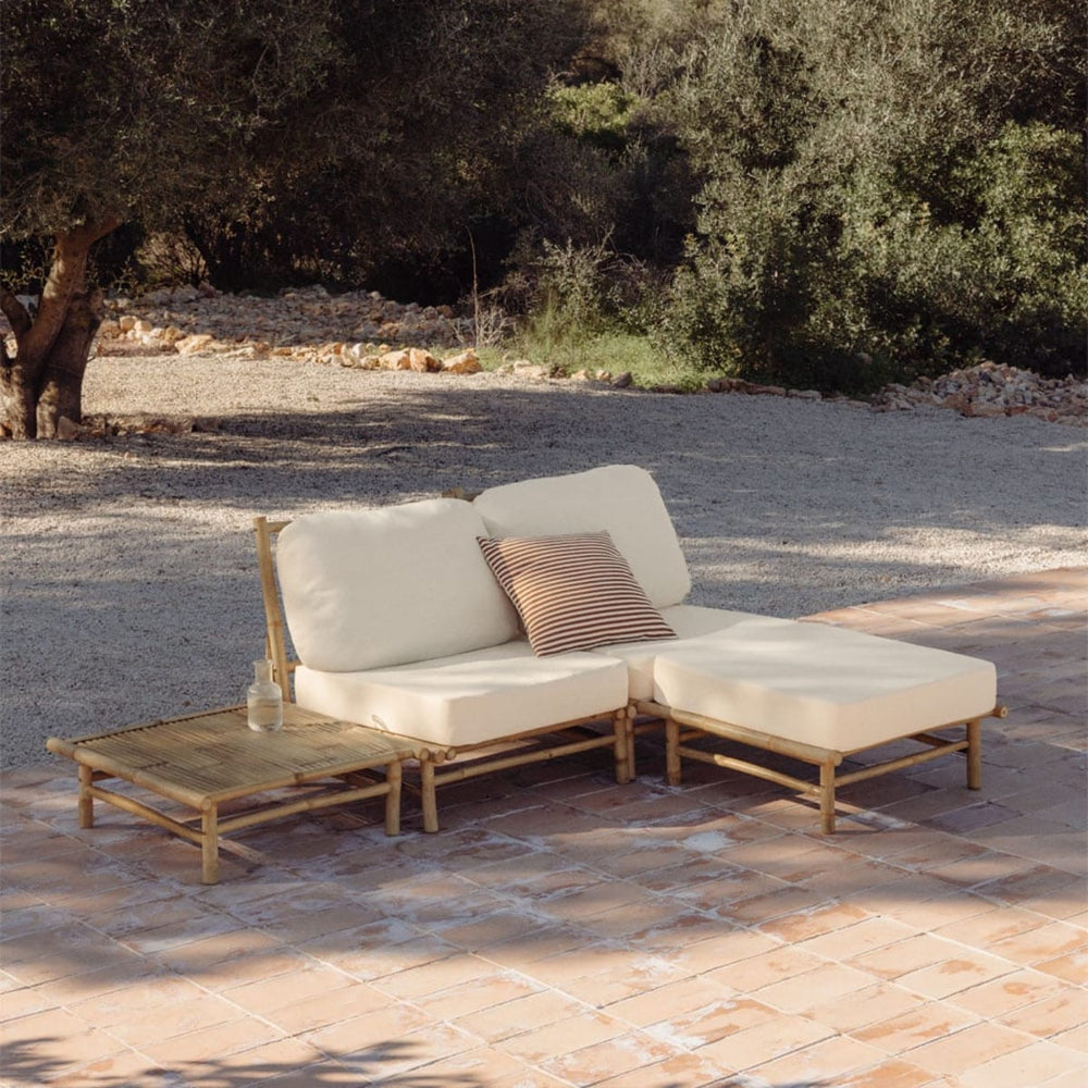 BAMBUS set, sofa, pouffe and square table, white