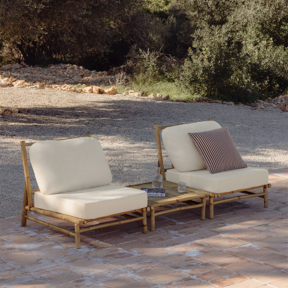 BAMBUS set, 2 armchairs and a table (square), white