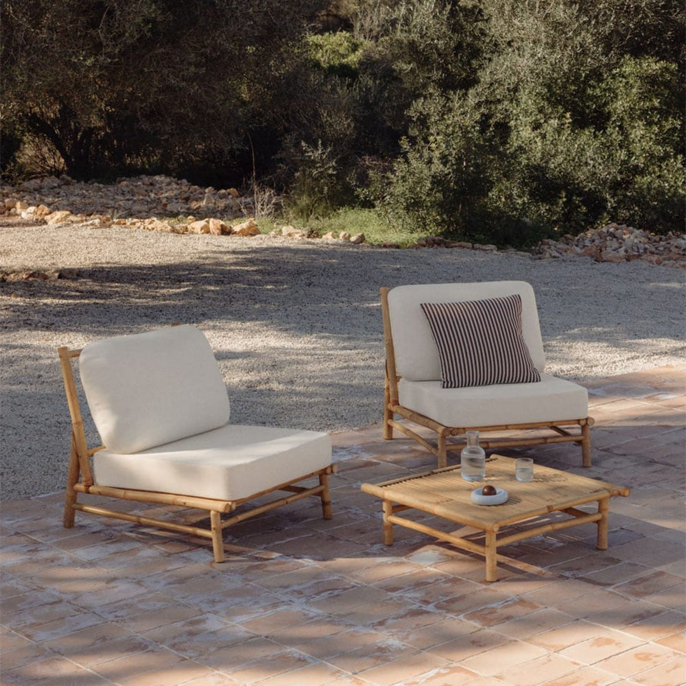 BAMBUS set, 2 armchairs and a side table, white