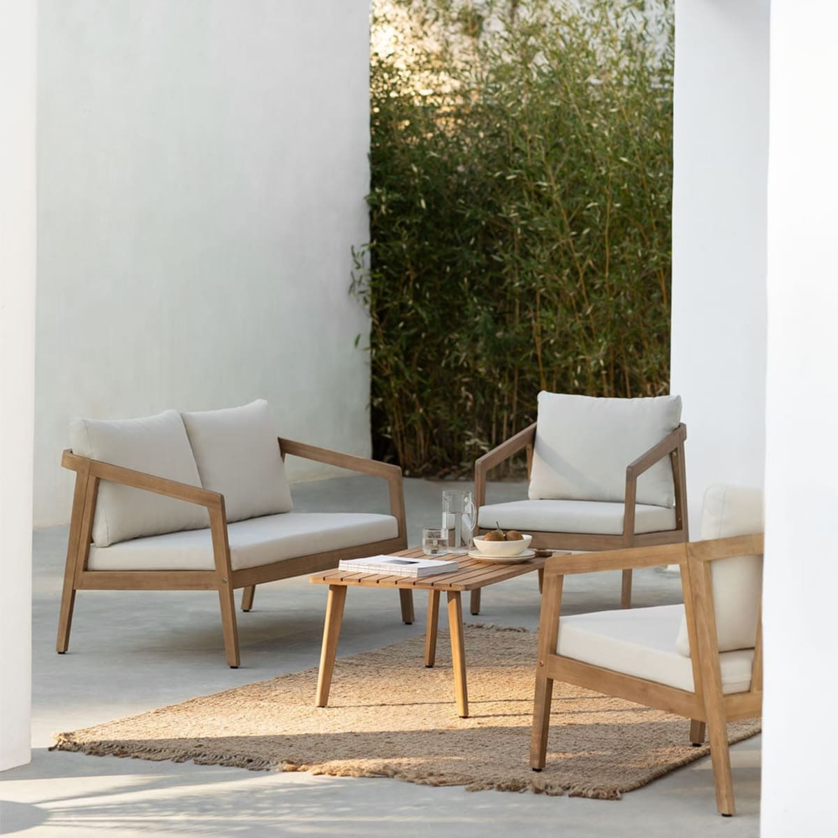 VIRVO set, sofa, 2 armchairs and table, light (1 pc.)