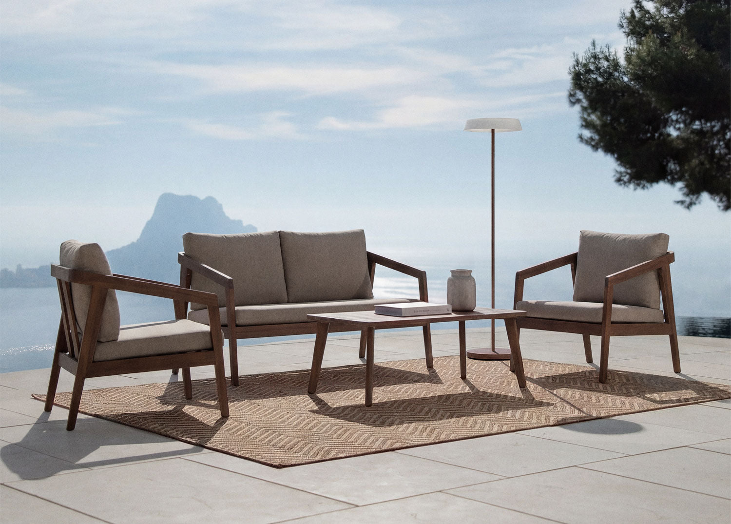 VIRVO set, sofa, 2 armchairs and a table, light (2 variants)