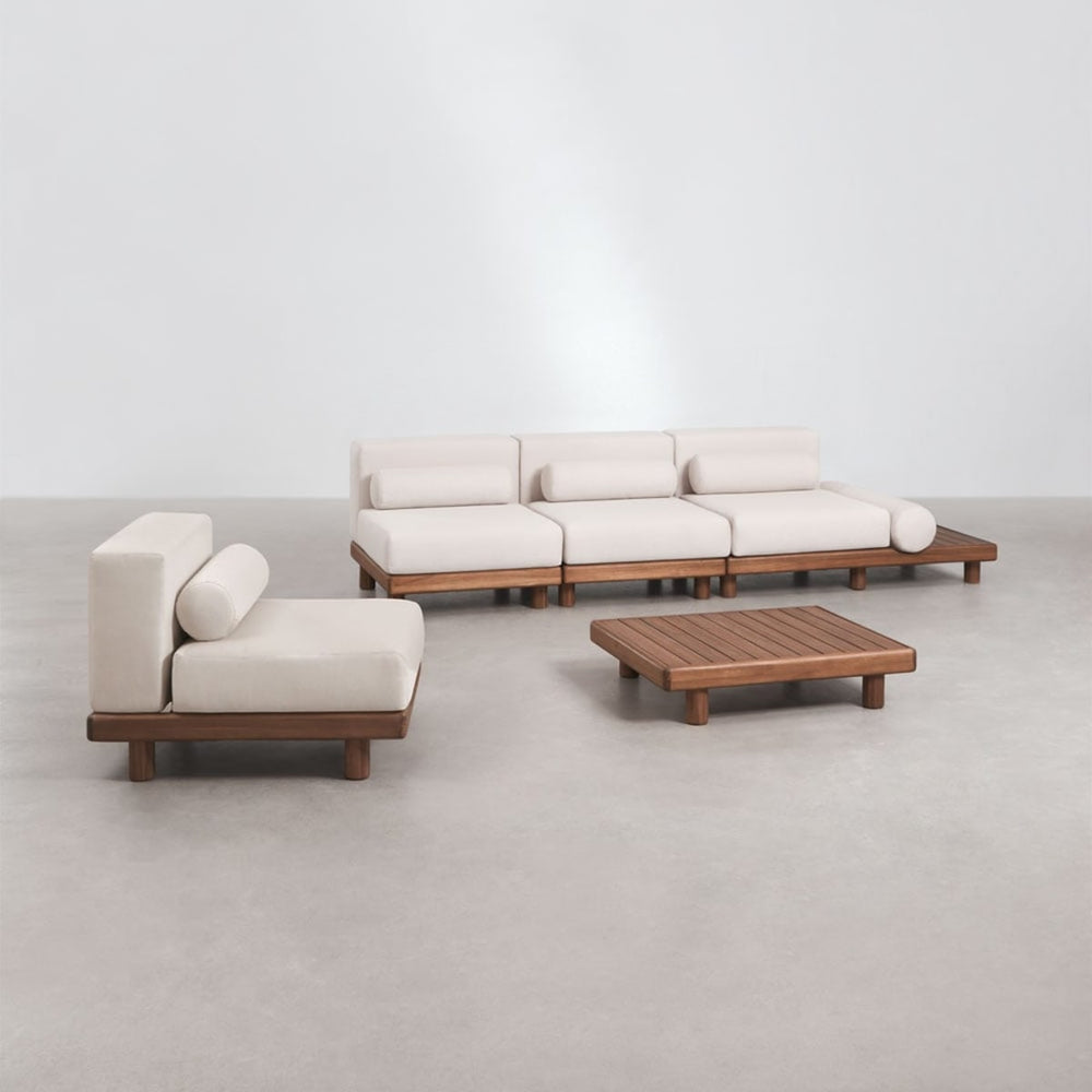 Modular outdoor sofa KORKO, 5 pieces with tables, acacia
