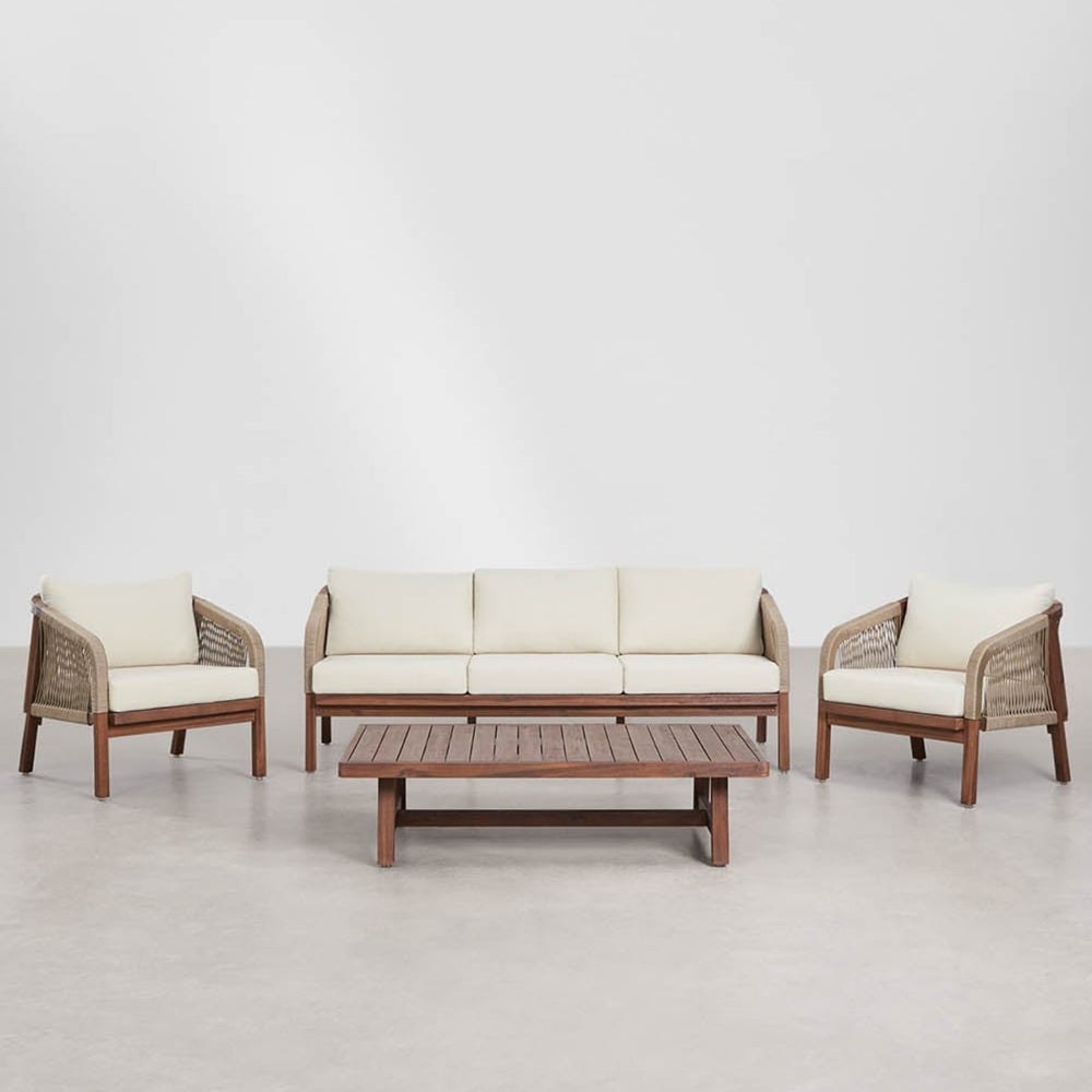 DEXTER set, sofa, 2 armchairs and a table, white (1 pc.)
