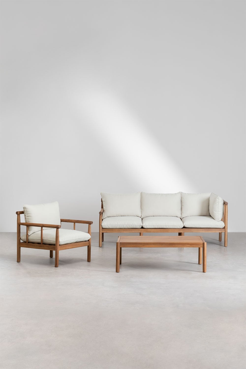 Komplektas OAKANO, sofa, fotelis ir staliukas