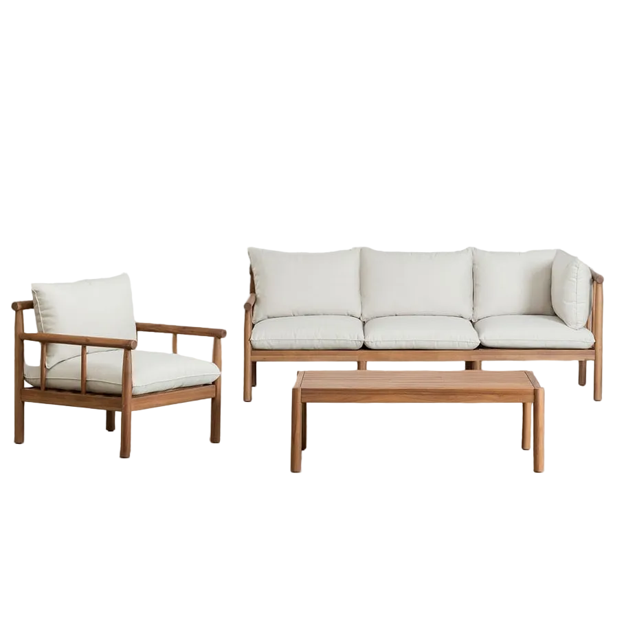 Komplektas OAKANO, sofa, fotelis ir staliukas