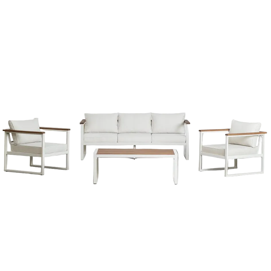 ALCANTO set, 5-seater aluminium, white