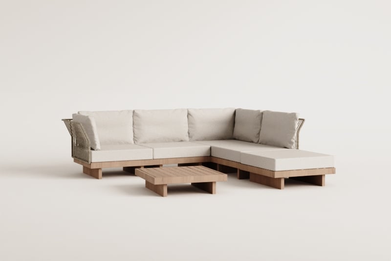 FORTO outdoor furniture set, 4-piece with table and ottoman