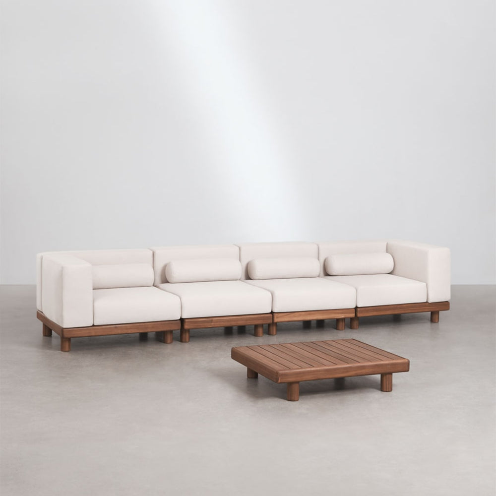 Modulinė lauko sofa KORKO, 4 dalys su staliuku, akacija