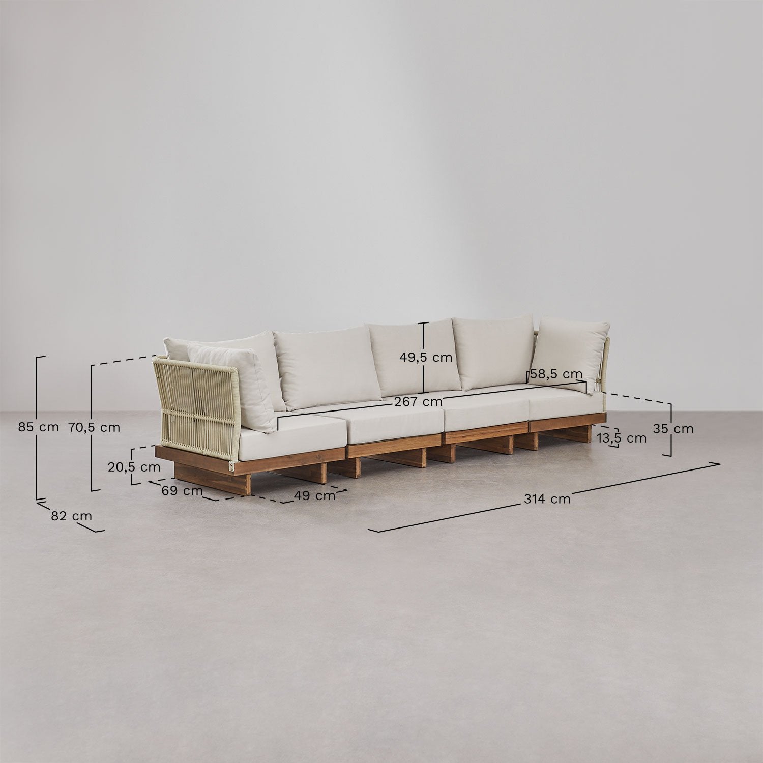Lauko sofa ir fotelis SUNNY, L