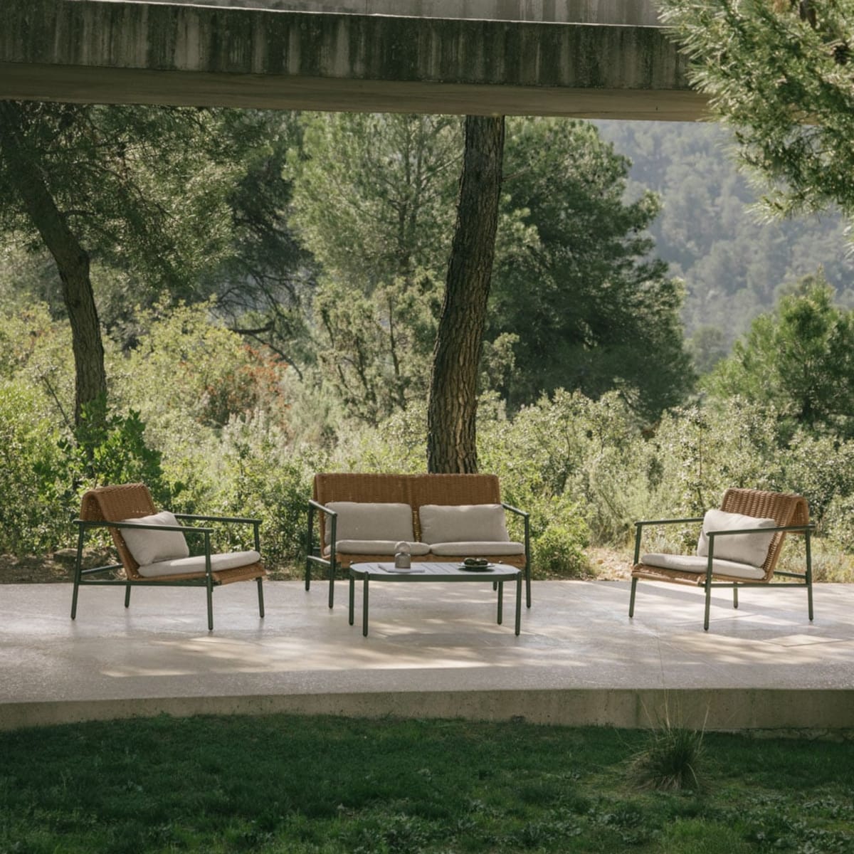 Outdoor furniture set RATANO, four-seater, aluminum, olive green