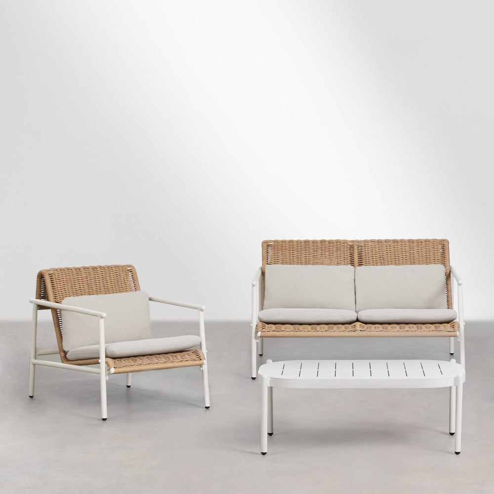 Outdoor set RATANO, four-seater, aluminium, white