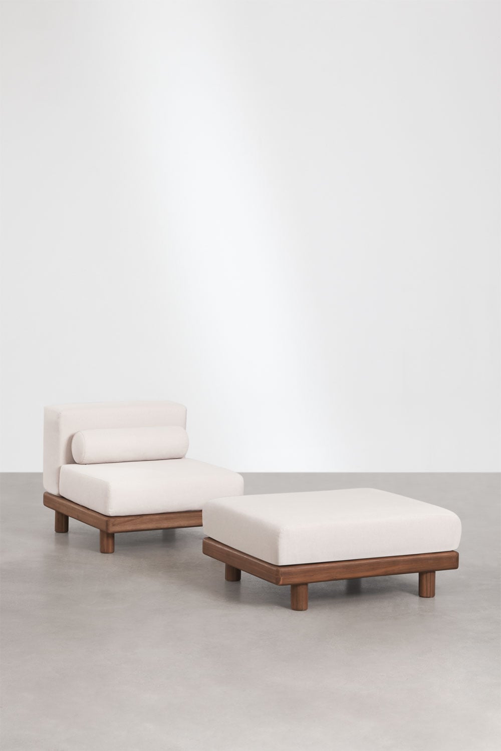 Lauko fotelis KORKO su pufu, akacija