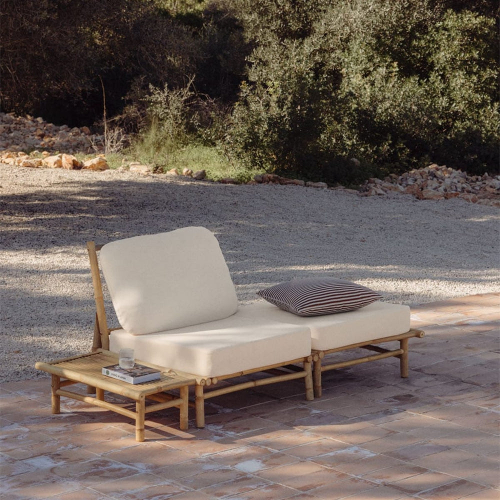 BAMBOO set, armchair, ottoman and table, white