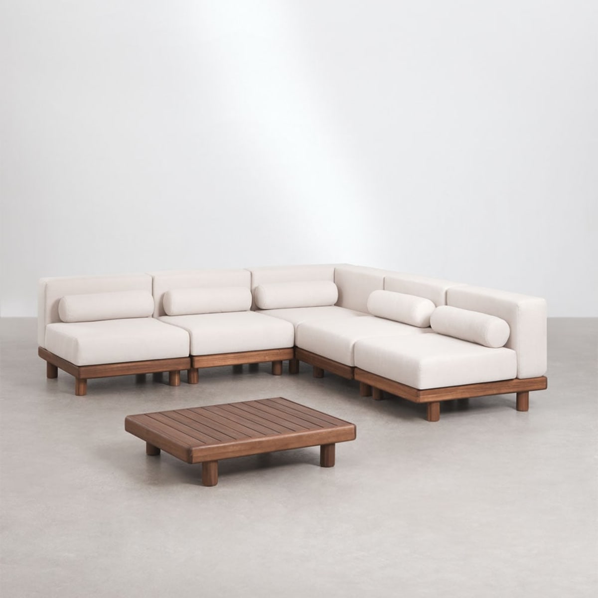 Five-piece outdoor set KORKO with coffee table, acacia