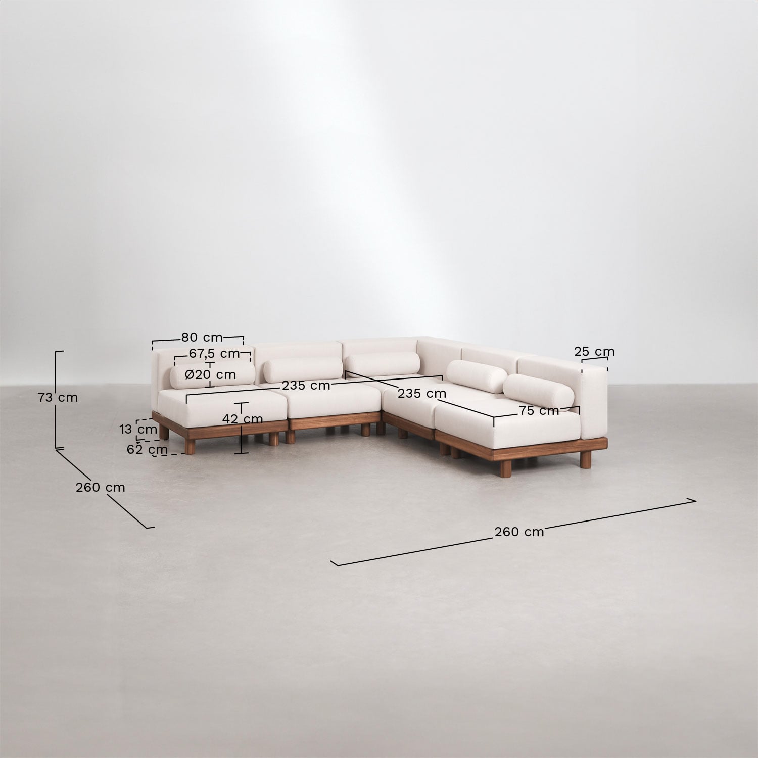 Five-piece outdoor set KORKO with coffee table, acacia